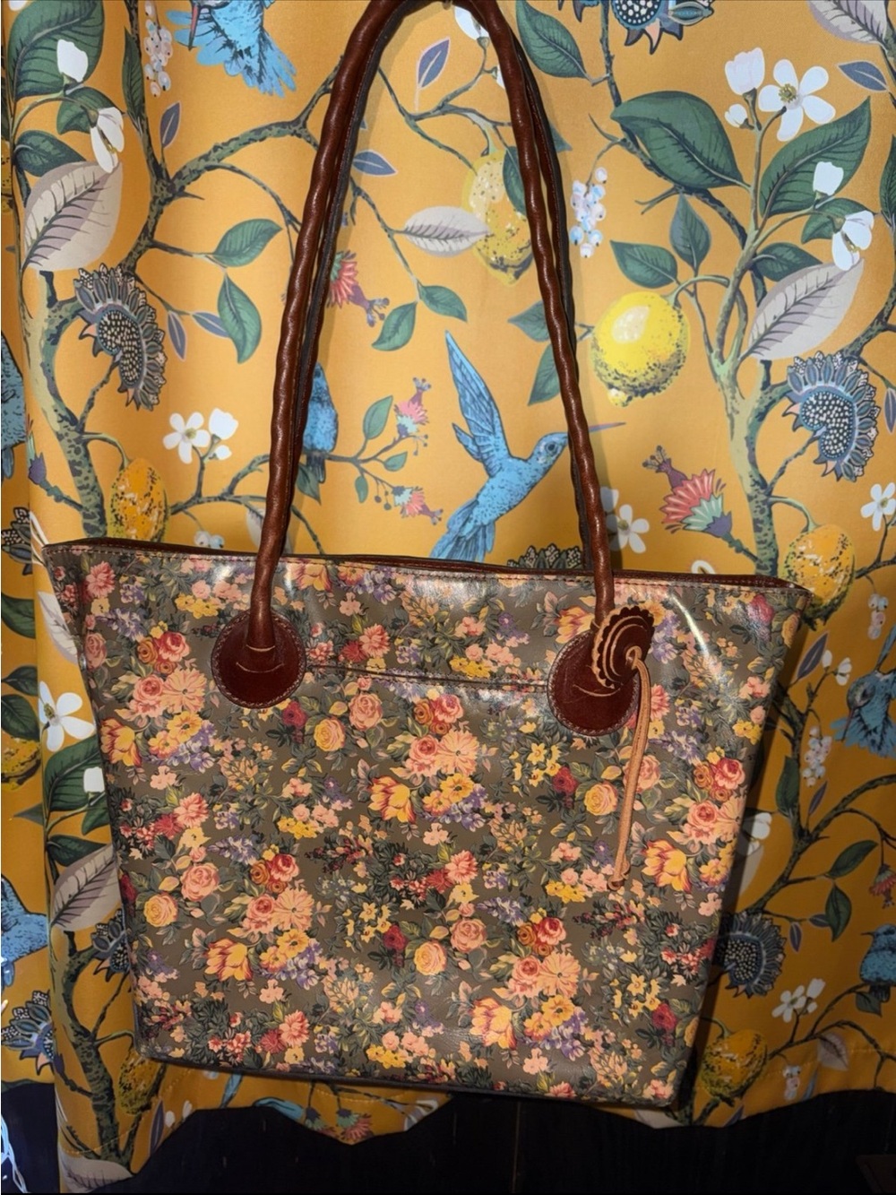 PATRICIA NASH Luxury Leather Tote Vintage Botanical Garden Shoulder Tote Bag
